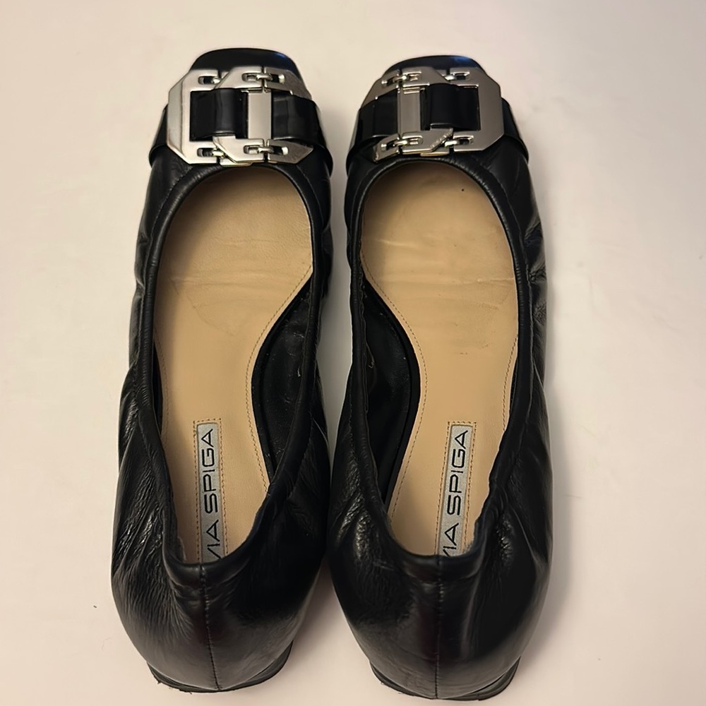 Via Spiga Ballerina Flat Leather Metal Details  Women’s Size 8 M